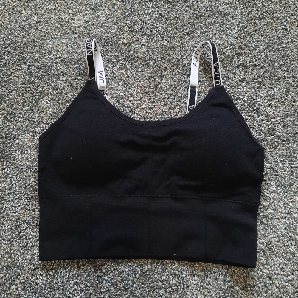 Nautica black long-line bralette, size small. GUC to EUC.